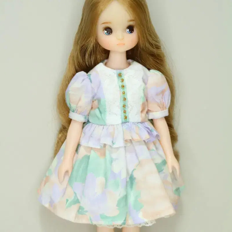 [BUNJANG] Purple Flower Dress Set for Small 6-Day Dolls / (작은 육일돌)(선주문) 퍼플 플라워 원피스