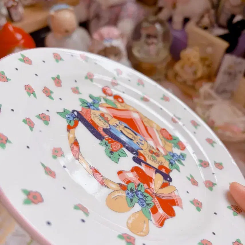 [BUNJANG] Vintage Strawberry Jam Pattern Plate / 빈티지 딸기잼 패턴 접시
