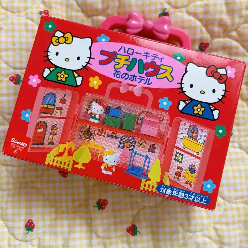[BUNJANG] Vintage Sanrio Hello Kitty "Flower Hotel" House Figure Set / 고전 산리오 헬로키티 집 피규어