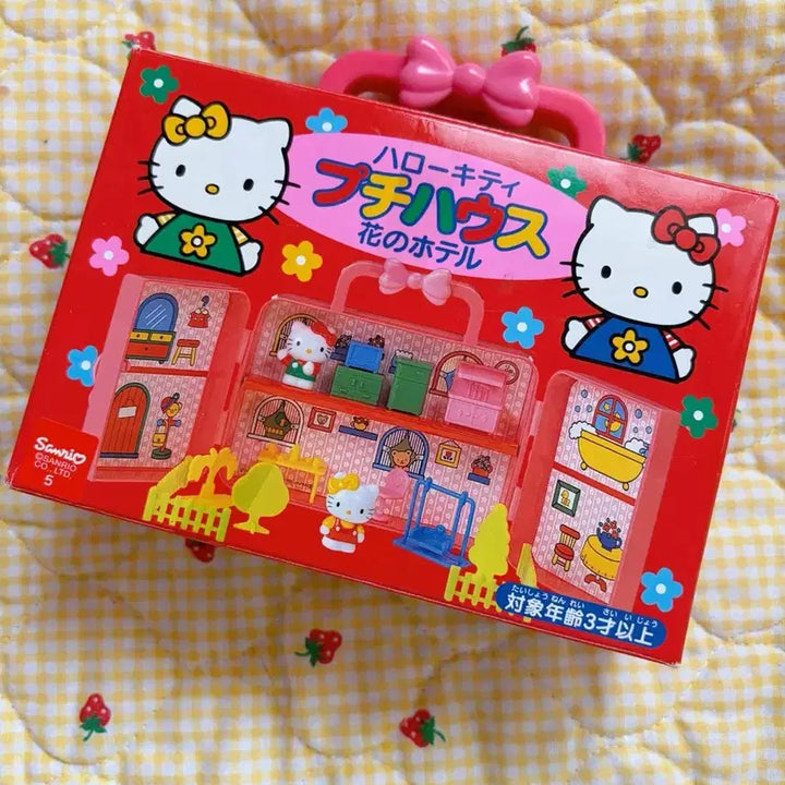 [BUNJANG] Vintage Sanrio Hello Kitty "Flower Hotel" House Figure Set / 고전 산리오 헬로키티 집 피규어