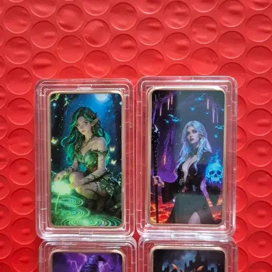 [BUNJANG] Witch Illustration Card Set (4 Types, 4oz) / 마녀 일러스트 카드 4종 구리바 4온스 세트