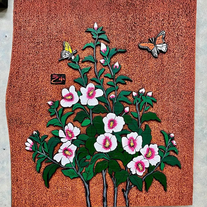 [BUNJANG] Carved Mugunghwa (Rose of Sharon) Wooden Art - Congratulations &amp; Promotion Gift / 서각(무궁화, 진급기원, 축하선물)