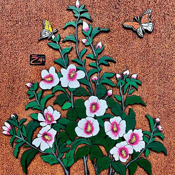 [BUNJANG] Carved Mugunghwa (Rose of Sharon) Wooden Art - Congratulations &amp; Promotion Gift / 서각(무궁화, 진급기원, 축하선물)