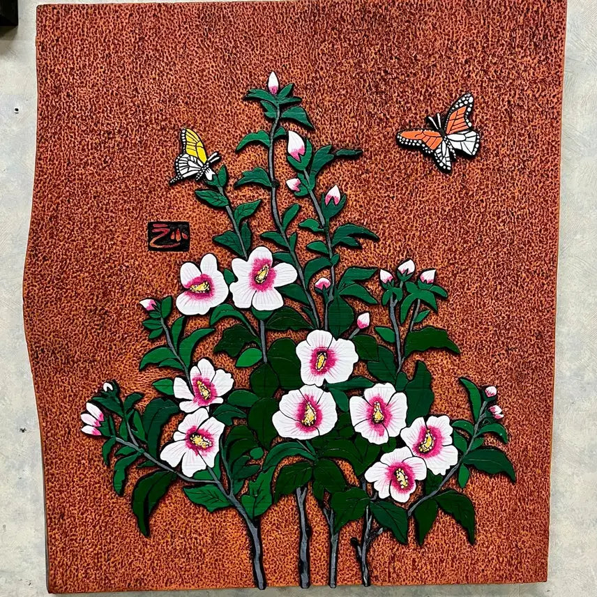 [BUNJANG] Carved Mugunghwa (Rose of Sharon) Wooden Art - Congratulations &amp; Promotion Gift / 서각(무궁화, 진급기원, 축하선물)