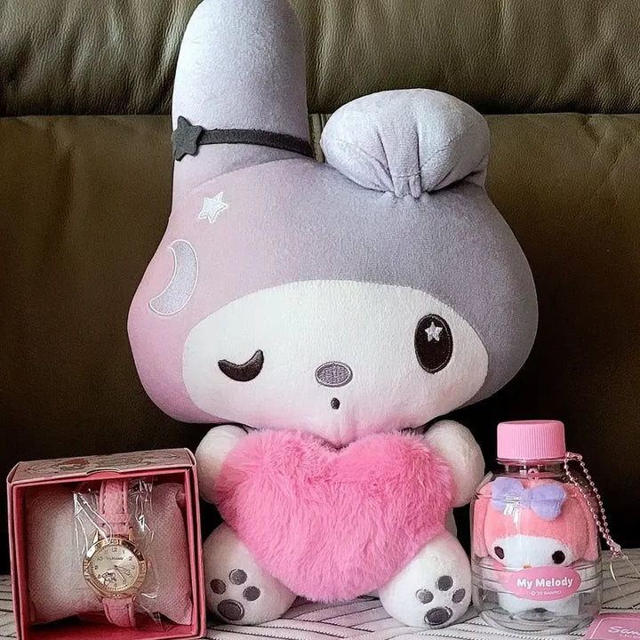 [BUNJANG] Sanrio My Melody 50th Anniversary Plush Toy Bundle Set with Watch and Bottle Charm / 산리오 정품 마이멜로디 50주년 봉제인형 +손목시계+버틀 키링인형 일괄(새상품)