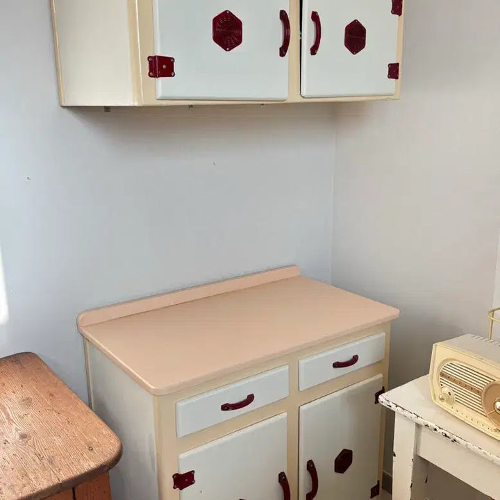 [BUNJANG] Vintage English Kitchen Cabinet Set / 영국 빈티지 키친장 상하부장