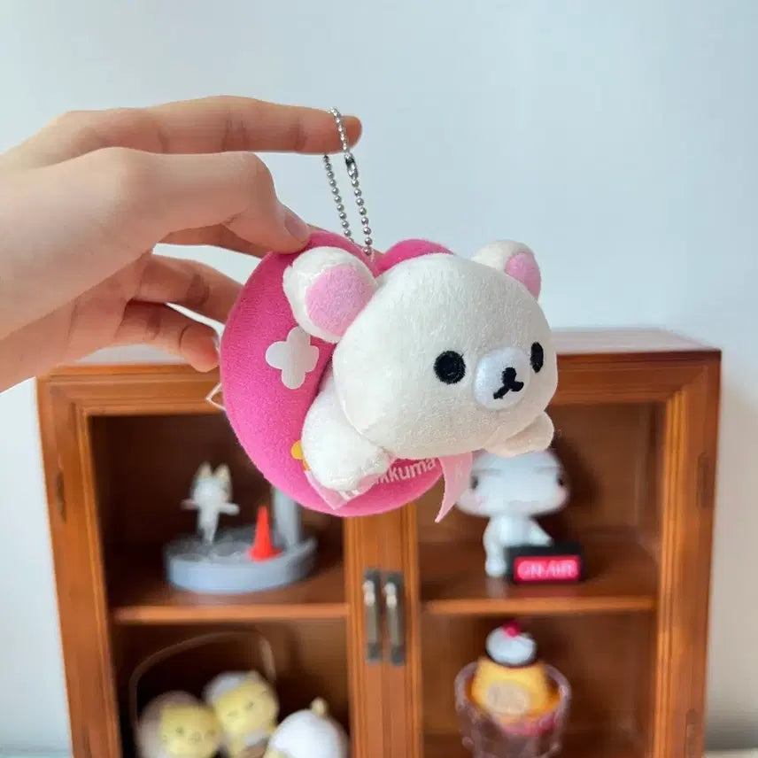 [BUNJANG] Classic Korilakkuma Heart Tube Keyring Plush Doll / 고전 코리락쿠마 하트튜브 키링 인형