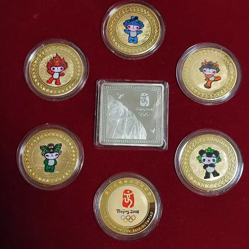 [BUNJANG] 2008 Beijing Olympics Official 24k Gold Plated Commemorative Coin Set (Unused) / 2008 베이징 올림픽 공식 24k 금도금 기념주화 세트 완전미사용