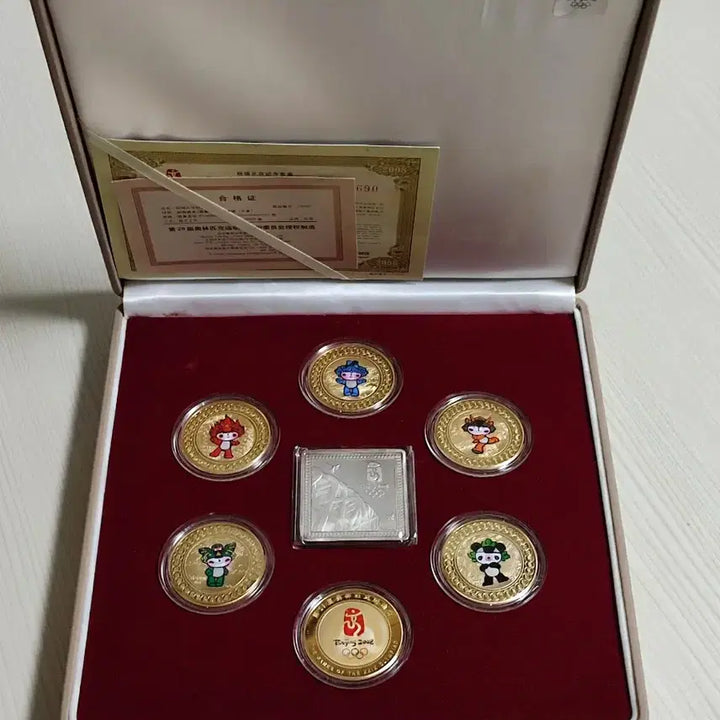[BUNJANG] 2008 Beijing Olympics Official 24k Gold Plated Commemorative Coin Set (Unused) / 2008 베이징 올림픽 공식 24k 금도금 기념주화 세트 완전미사용