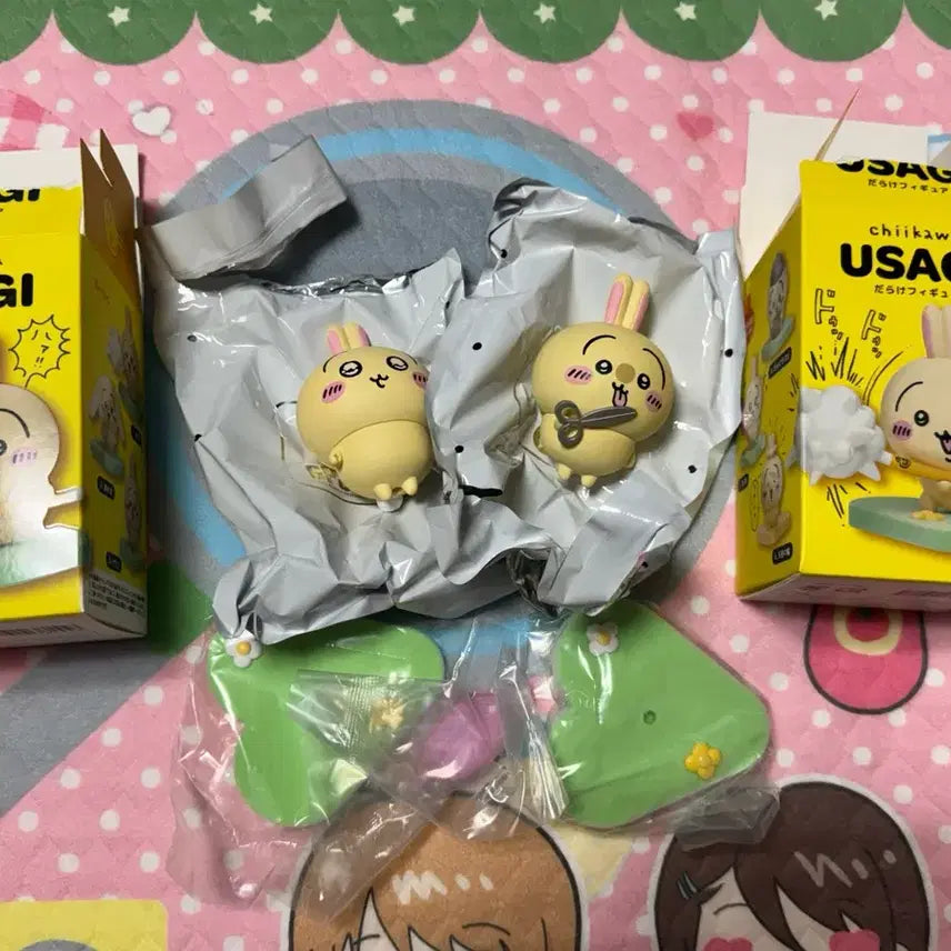 [BUNJANG] Chiikawa Usagi Darake Bundle Set - Figurine, Scissors, Lantern / 일괄) 치이카와 우사기 다라케 투성이 피규어 가위 초롱