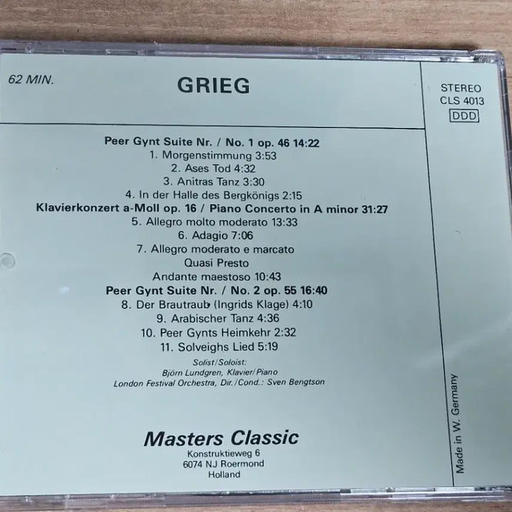 [BUNJANG] Grieg Peer Gynt Suites No.1 &amp; No.2 / Piano Concerto in A Minor Imported CD / Grieg - Peer Gynt Suites No.1 &amp; No.2 / Piano Concerto in A minor (수입CD)