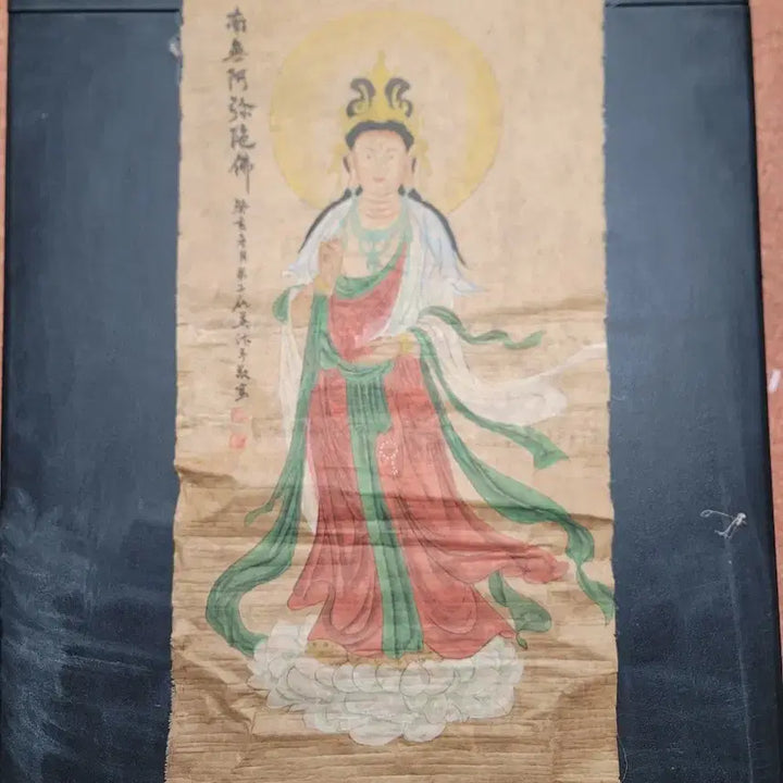 [BUNJANG] Antique Korean Buddhist Scroll Painting (Gwebul) - Avalokitesvara / 육필불화13.부처님.보살님.불교.괴불.관세음.호신불.불당.신당.고서.동양화.고문서.서예.출토.박물관