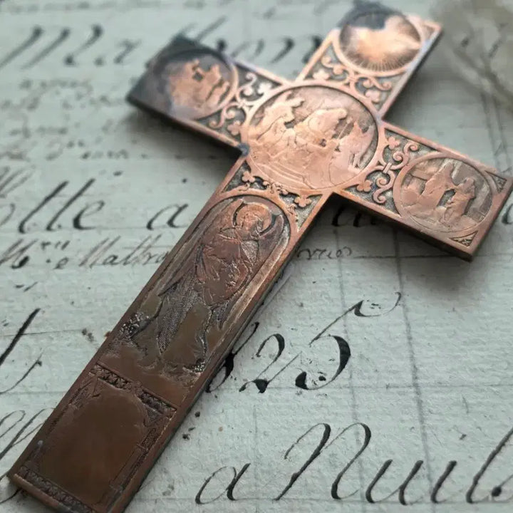[BUNJANG] Antique French Bronze Religious Cross / 앤틱 브론즈 성화 십자가