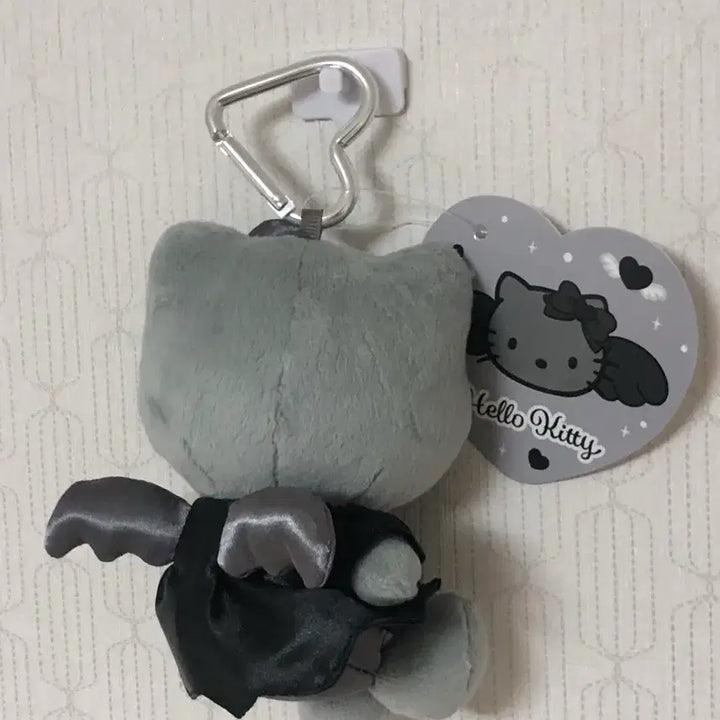 [BUNJANG] Sanrio Hello Kitty Black Angel Grey Keyring Plush / 산리오 헬로키티 블랙엔젤 그레이