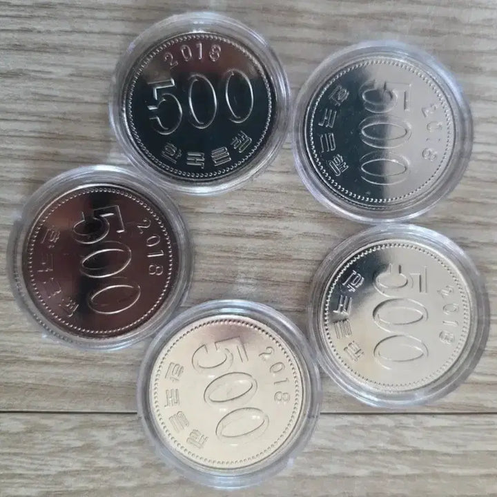 [BUNJANG] 2018 500 Won Coins Bundle Set (5 Coins) / <특년> 2018년 500원 5개 완전미사용