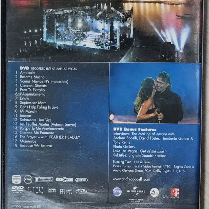 [BUNJANG] Andrea Bocelli Under The Desert Sky Live Concert DVD &amp; Romanza CD Bundle / [DVD &amp; CD]안드레아 보첼리 공연 <Under The Desert Sky>, 앨범 <로만자 Romanza> 일괄