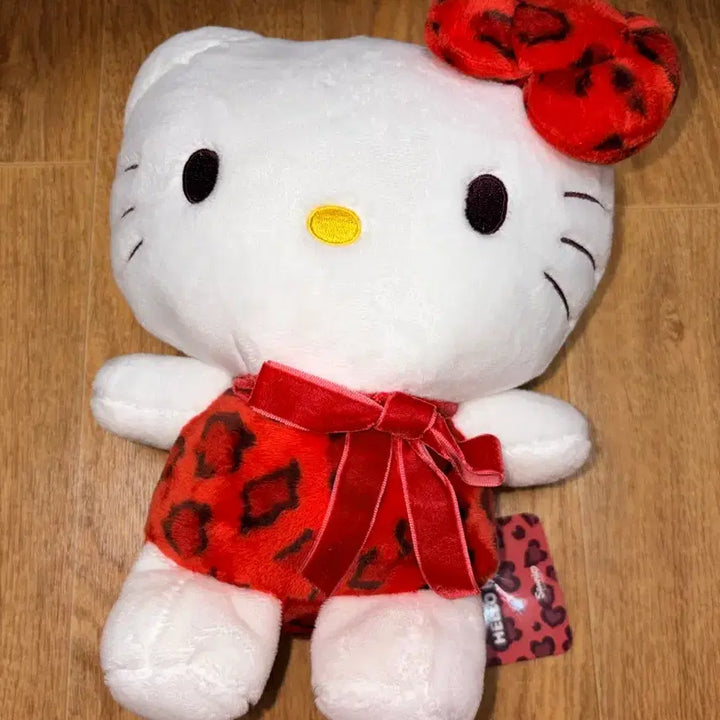 [BUNJANG] Authentic Leopard Print Hello Kitty Ribbon Medium Plush Doll / 정품 호피 헬로키티 리본 중인형