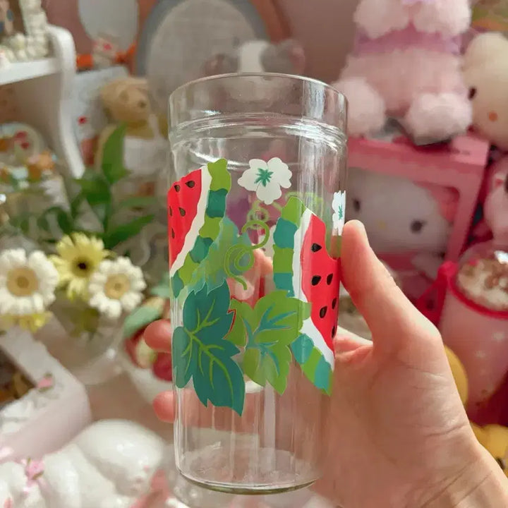 [BUNJANG] Vintage Watermelon Illustration Glass Cup / (오늘까지 할인)빈티지 수박 일러스트 컵