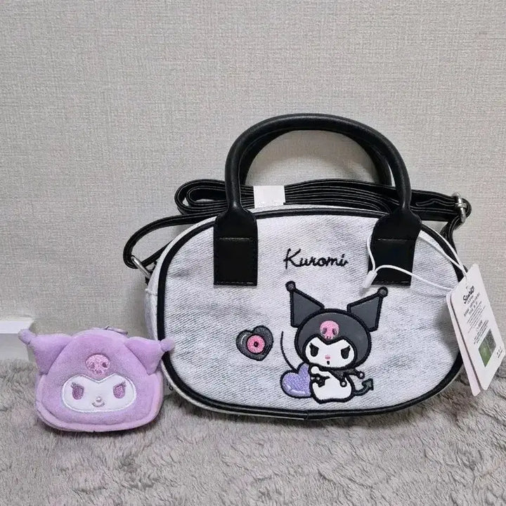 [BUNJANG] Sanrio Kuromi Mini Pouch Set (Black &amp; Lavender) / 산리오 쿠로미 가방&amp;미니 파우치 2종 세트