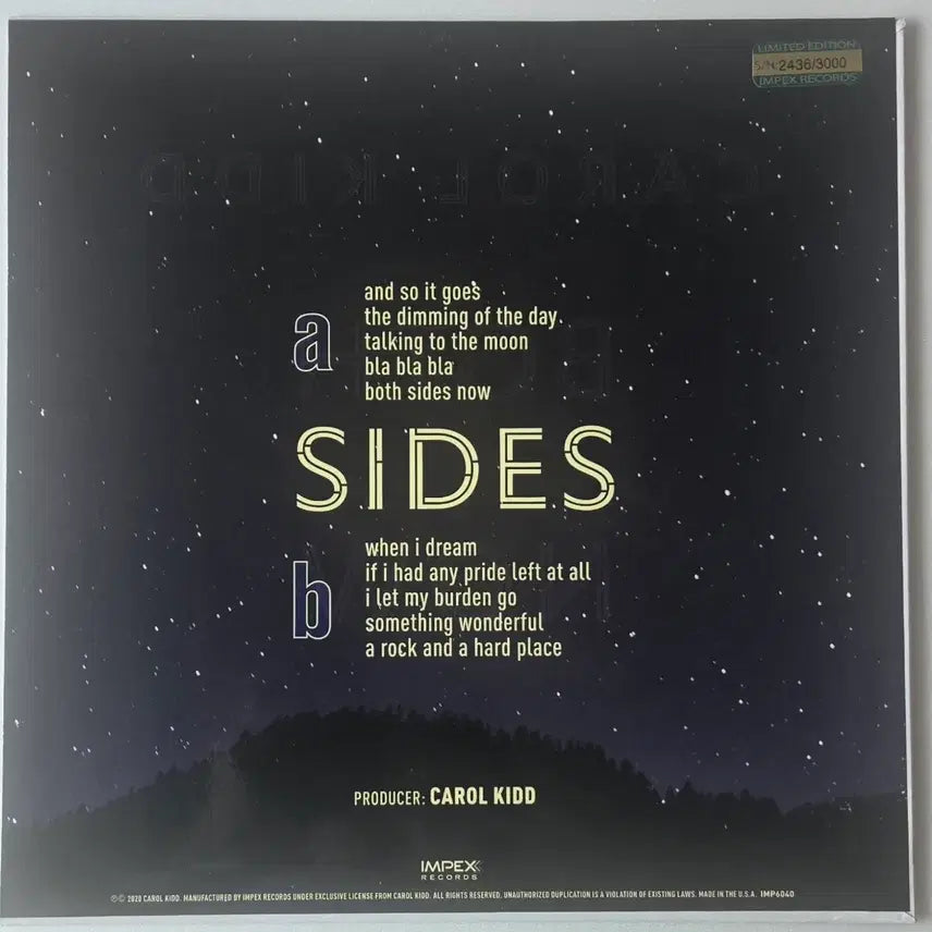 [BUNJANG] Carol Kidd Both Sides Now Impex 180g Limited Edition LP / Carol Kidd - Both Sides Now LP ( Impex 180g, 3000장 한정 )