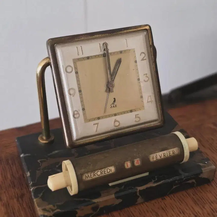 [BUNJANG] JAZ French Vintage Desk Clock Calendar / 프랑스 JAZ 데스크 캘린더 시계