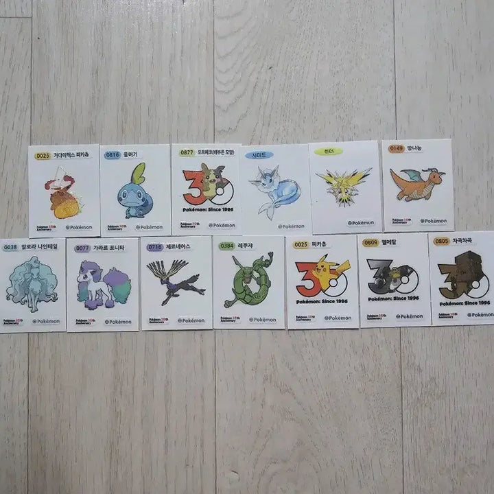 [BUNJANG] Pokemon Stickers Set - Zapdos, Gigantamax Pikachu, Ninetales / 포켓몬 띠부씰 13종 세트