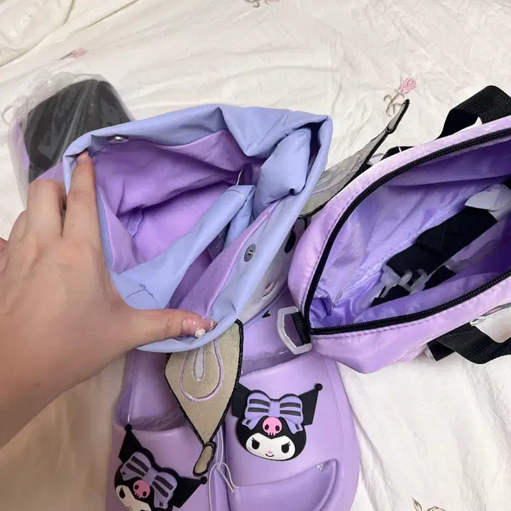 [BUNJANG] Kuromi Tote Bag, Slippers Bundle Set / 쿠로미 가방 토트백 슬리퍼 일괄 세트