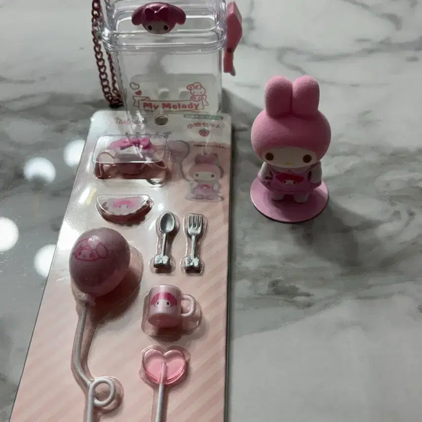 [BUNJANG] Sanrio Pitanui Fluffy My Melody Full Set Case / 피탓토 플로키 마이멜로디 마멜 풀셋트 케이스 소품