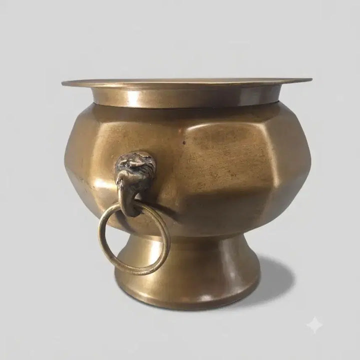 [BUNJANG] Antique Brass 10-Sided Zodiac Brazier for Tea Room / 골동품 특이한 놋쇠 서수형 10각 면도리 다실용 화로