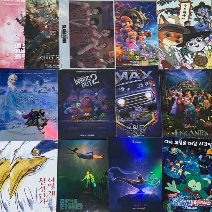[BUNJANG] Animated Movie Poster Bundle (14 Posters) / (14장일괄)영화 애니 포스터 모음 겨울왕국 돌비 imax 슬램덩크 슈퍼마리오브라더스 주토피아2 인사이드아웃2 온워드 알라딘 둘리 에에올
