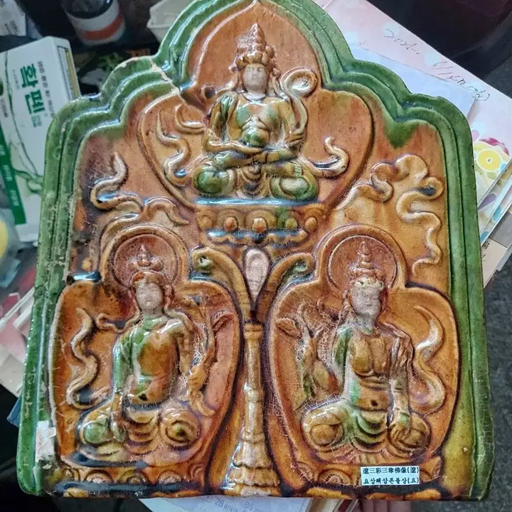 [BUNJANG] Yue Three-Color Stone Buddha Statue / 불상 도자기(요 삼채 전돌)