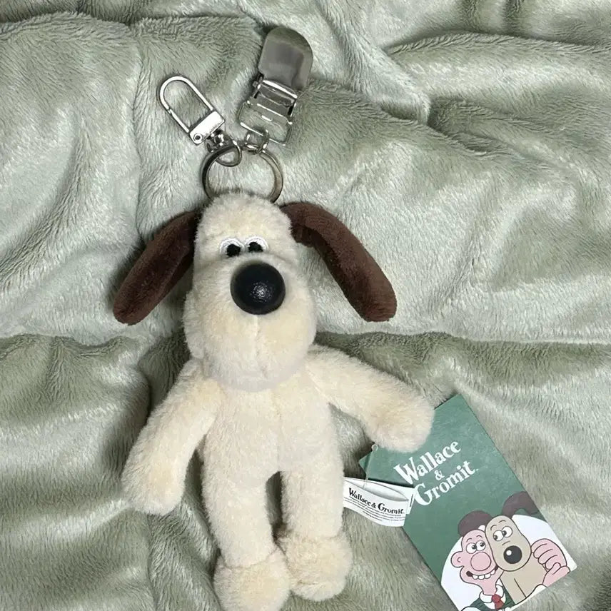 [BUNJANG] Wallace &amp; Gromit 2-Way Plush Clip Keychain / 택0,새상품) 월레스와 그로밋 2way 집게 인형 키링