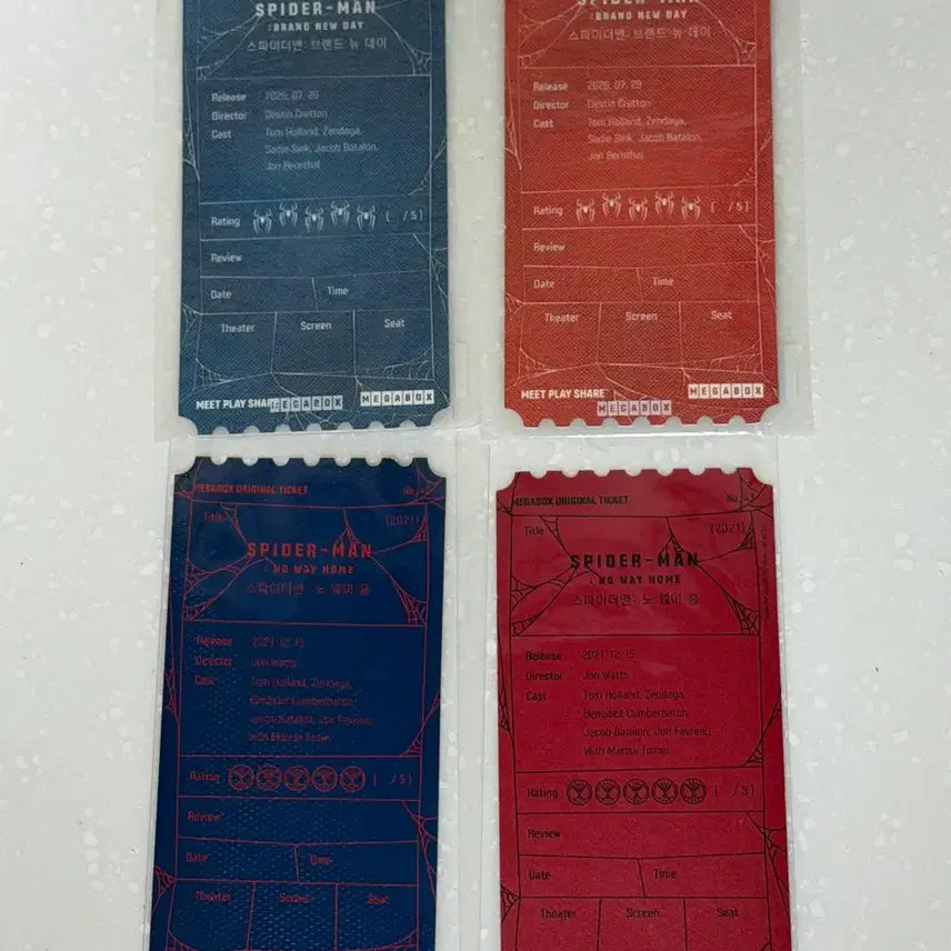[BUNJANG] Spider-Man Original Ticket Set / 스파이더맨 오리지널티켓 4종 판매합니다
