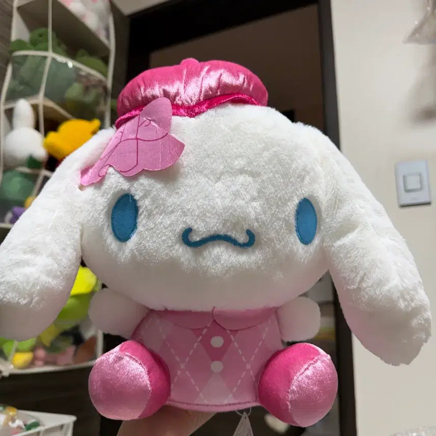 [BUNJANG] Cinnamoroll Plush Pink Beret / 시나모롤 인형 핑크 베레모