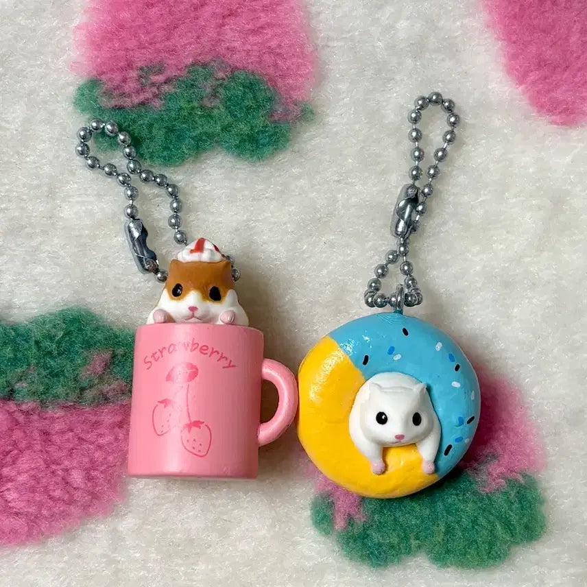 [BUNJANG] Sweets Hamster Dessert Mug Cup Donut Gacha Keychain Bundle Set / 일괄) 스위츠 햄스터 디저트 머그컵 도넛 가챠 키링 판매