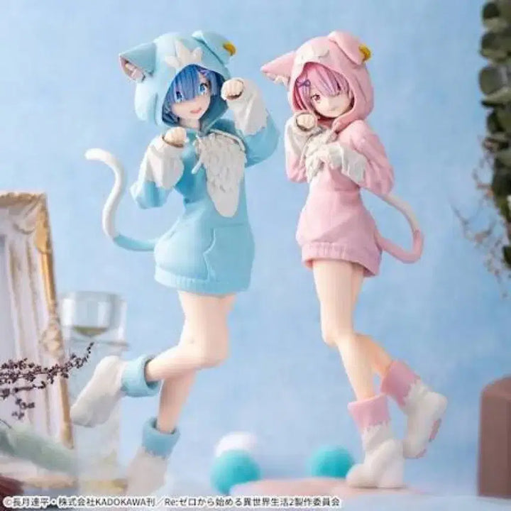 [BUNJANG] Re:Zero Ram Rem Fluffy Hoodie Figure Bundle Set / [일괄 택포 2.5] 리제로 렘 람 모후모후 후드 피규어
