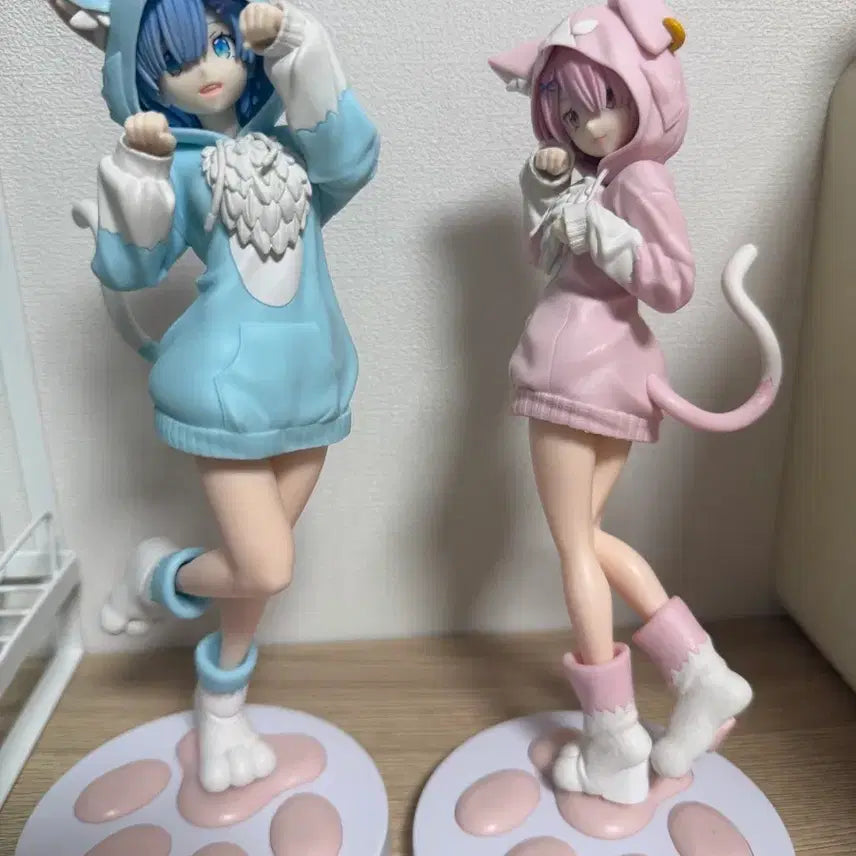 [BUNJANG] Re:Zero Ram Rem Fluffy Hoodie Figure Bundle Set / [일괄 택포 2.5] 리제로 렘 람 모후모후 후드 피규어