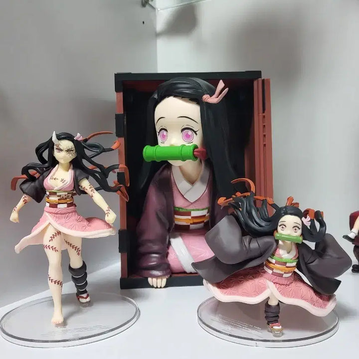 [BUNJANG] Demon Slayer Nezuko Figure 3-Set with Popcorn Bucket / 일괄 ]귀멸의 칼날 네즈코 피규어 3종 세트 코노피그, 팝콘통