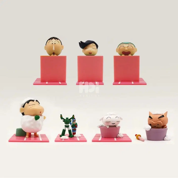 [BUNJANG] Crayon Shin-chan Crayon Shin-chan Bathroom Figure Set (Includes Secret Figure) - 8 Types Bundle Set / 짱구 욕실 피규어 부리부리 히든포함 8종 일괄