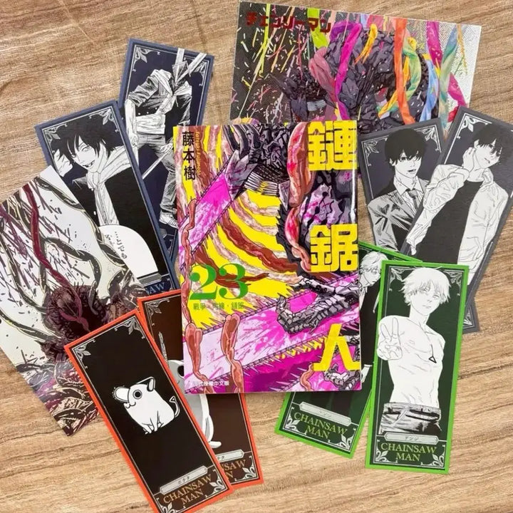 [BUNJANG] Chainsaw Man Official Limited Edition Set - Double-Sided Bookmarks &amp; Postcards / 체인소맨 공식 특전 한세트8장 북마크+엽서 기념 포카 양면 수량한정 요시다