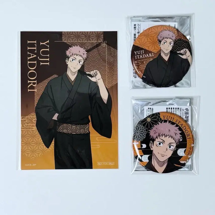 [BUNJANG] Jujutsu Kaisen Tsutaya Pop-up Yukata Series Yuji Itadori Set - Can Badges &amp; Bromide / 주술회전 츠타야 팝업 유카타 캔뱃지 특전 브로마이드 - 이타도리 유지