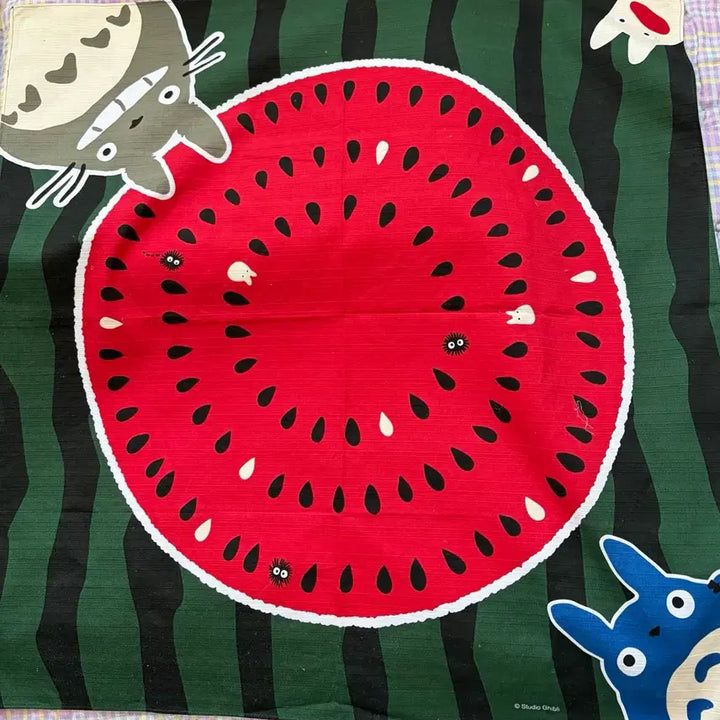 [BUNJANG] Studio Ghibli My Neighbor Totoro Watermelon Pattern Furoshiki (Handkerchief) / 지브리 이웃집 토토로  수박 패턴 보자기(손수건)
