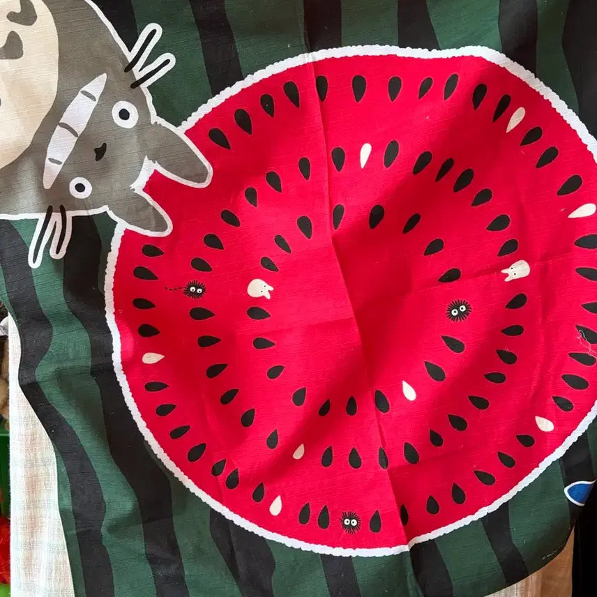 [BUNJANG] Studio Ghibli My Neighbor Totoro Watermelon Pattern Furoshiki (Handkerchief) / (8/22까지 할인)지브리 이웃집 토토로  수박 패턴 보자기(손수건)