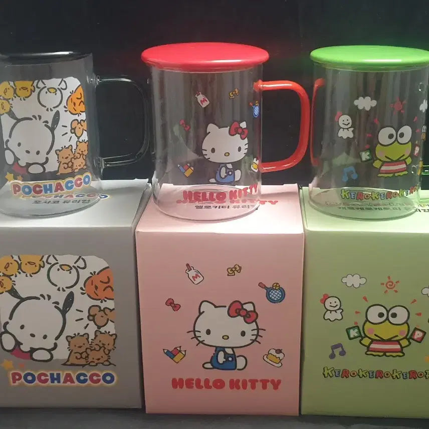 [BUNJANG] Sanrio 3-Piece Glass Cup Set: Hello Kitty, Pochacco, Keroppi (Yes24 Exclusive) / 산리오,예스24한정굿즈,유리컵,3종,헬로키티,포차코,케로피,새제품