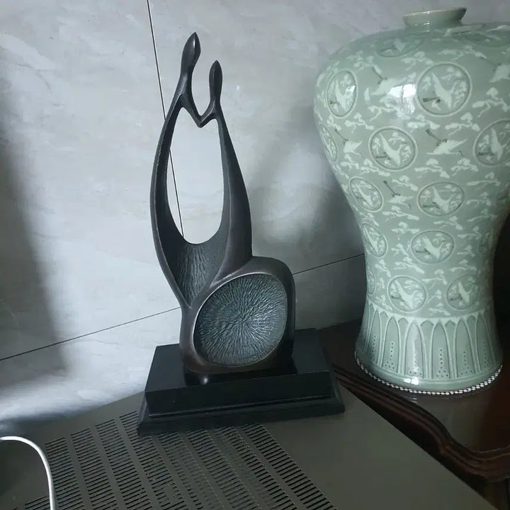 [BUNJANG] Bronze and Brass Crane and Stork Couple Sculpture / 청동 커플.두루미 황새 커플 황동
