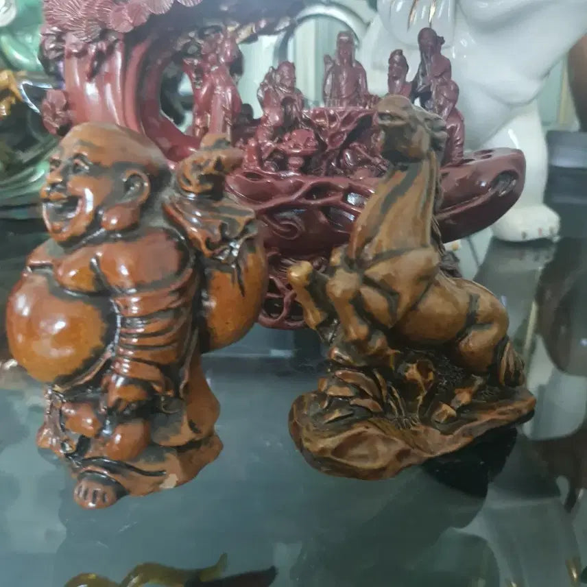 [BUNJANG] High-Value Resin Sculpture Set: Fortune Monk and Horse / 고가의 레진. 조형세트