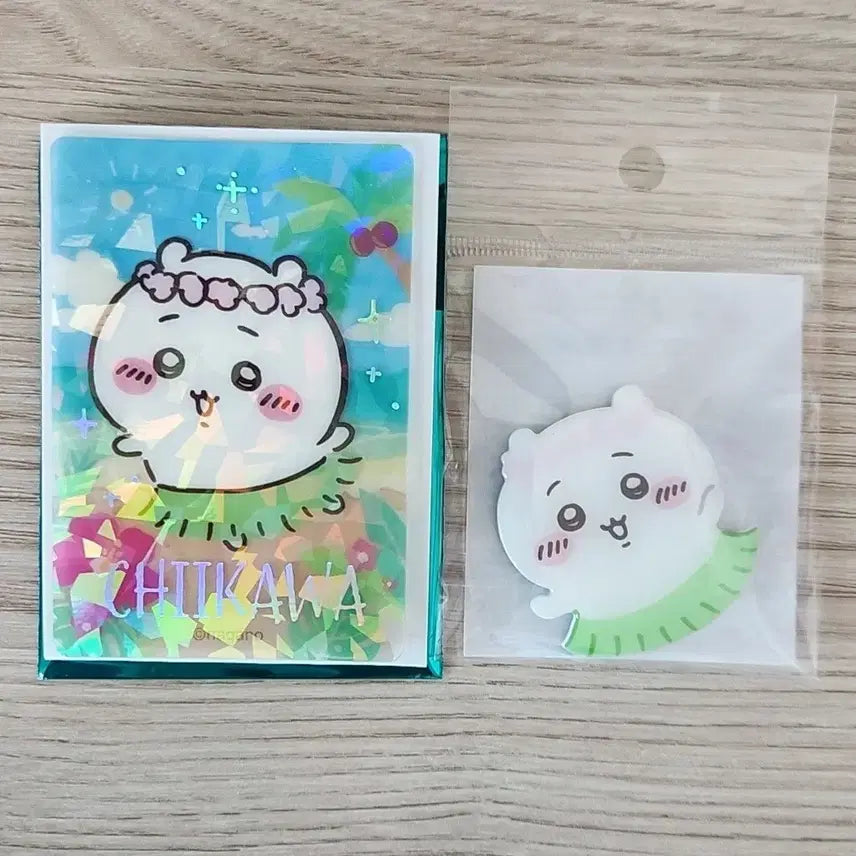 [BUNJANG] Chiikawa Movie "Mermaid Island" Acrylic Magnet &amp; Glitter Clear Card Bundle Set / 치이카와 극장판 인어섬 아크릴마그넷&amp;반짝이클리어카드