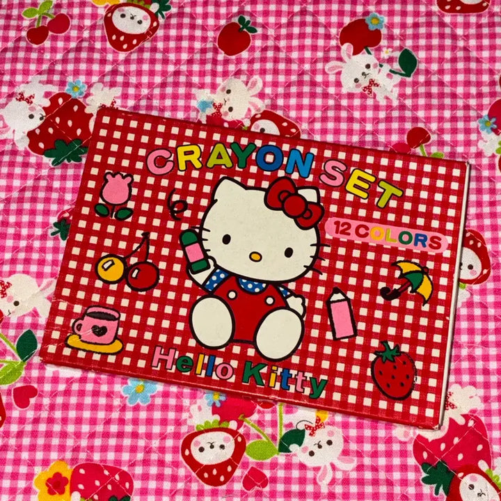 [BUNJANG] 1992 Sanrio Hello Kitty 12-Color Crayon Set / 1992년 고전 키티 12색 크레용 크레파스 고전문구 산리오