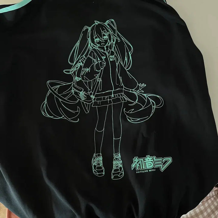 [BUNJANG] SPAO x Hatsune Miku Track Jacket Black L / 스파오 x 하츠네미쿠 트랙 자켓 블랙 L