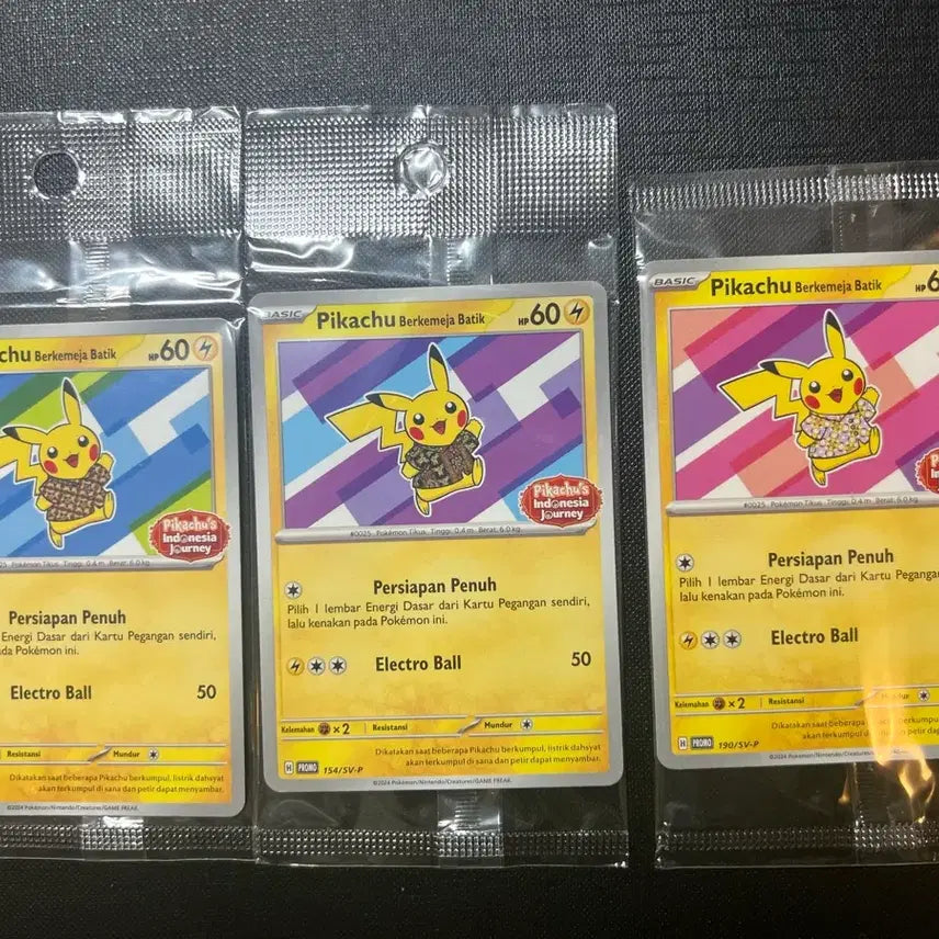 [BUNJANG] Pokemon Pikachu Batik Promo Cards (3 Types) / 포켓몬카드 피카츄 바틱 프로모 3종